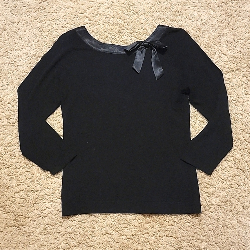 Sweater Bow Tie Neck Blouse